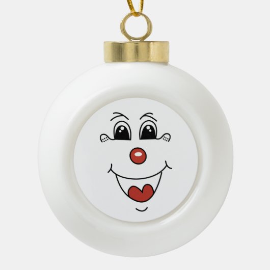 GEKLEURD GEZICHT KERAMISCHE BAL ORNAMENT (Voorkant)