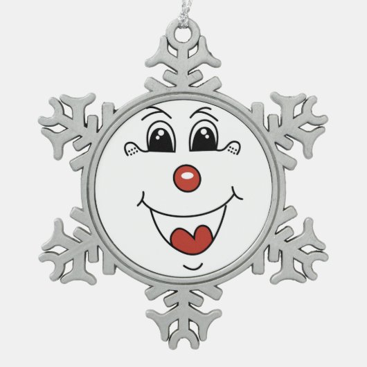 GEKLEURD GEZICHT TIN SNEEUWVLOK ORNAMENT (Voorkant)