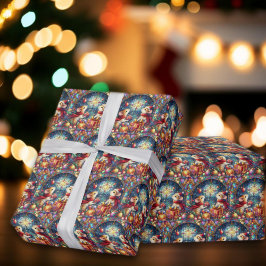 Gekleurd Glas-in-lood Kerst Muis Patroon Cadeaupapier