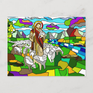 gekleurd glas jesus briefkaart