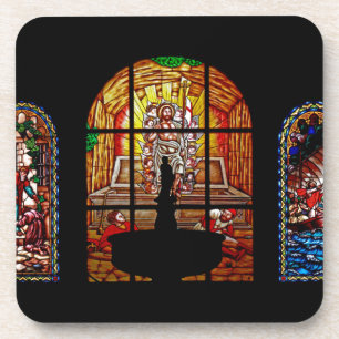 gekleurd glas jesus onderzetter