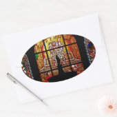 gekleurd glas jesus ovale sticker (Envelop)