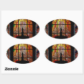 gekleurd glas jesus ovale sticker (Vel)