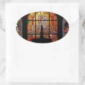 gekleurd glas jesus ovale sticker (Tas)