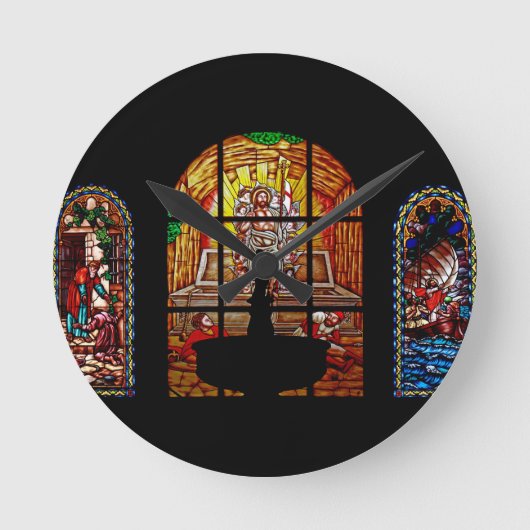 gekleurd glas jesus ronde klok (Voorkant)