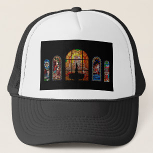 gekleurd glas jesus trucker pet