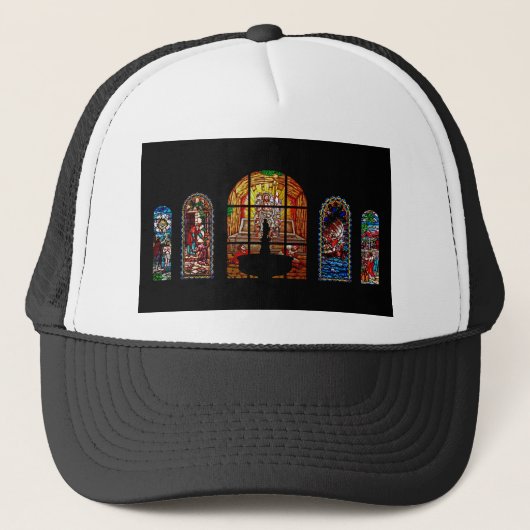 gekleurd glas jesus trucker pet (Voorkant)