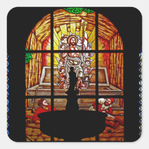 gekleurd glas jesus vierkante sticker