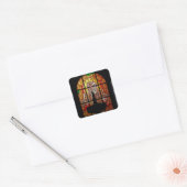 gekleurd glas jesus vierkante sticker (Envelop)