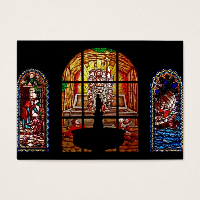 gekleurd glas jesus visitekaartje (Voorkant)