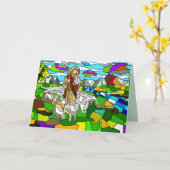 gekleurd glas jesus wenskaart kaart (Gele Bloem)