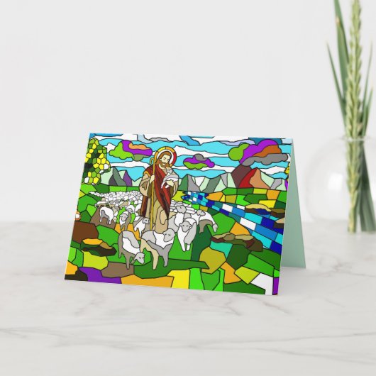 gekleurd glas jesus wenskaart kaart (Voorkant)