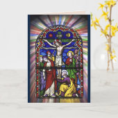 gekleurd glas jesus wenskaart kaart (Gele Bloem)