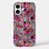 Gekleurd glas roze bloemenpatroon Case-Mate iPhone case (Achterkant)