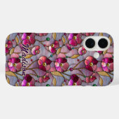 Gekleurd glas roze bloemenpatroon Case-Mate iPhone case (Achterkant (horizontaal))