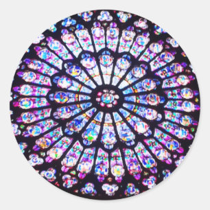 Gekleurd glas van Notre Dame van Parijs - het vens Ronde Sticker