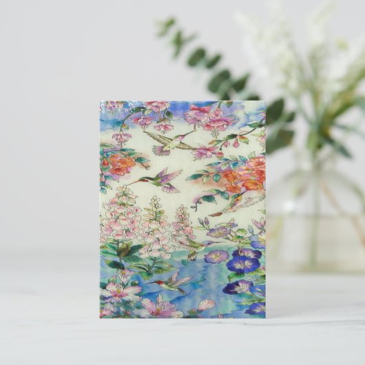 Gekleurd glas WOW voor mensapen en bloemen Briefkaart (Staand voorkant)