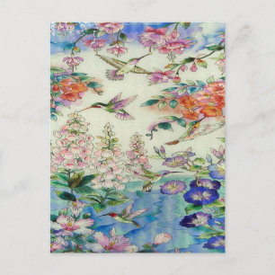 Gekleurd glas WOW voor mensapen en bloemen Briefkaart