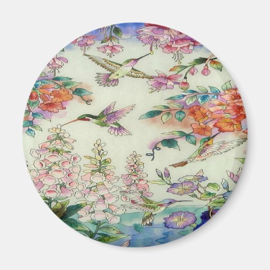 Gekleurd glas WOW voor mensapen en bloemen Magneet (Voorkant)