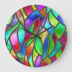 Gekleurd Glaspatroon 3D Textuur Grote Klok