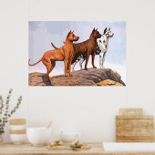 gekleurd Great Danes Poster (Keuken)