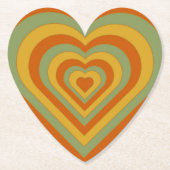Gekleurd Groovy Retro Layered Love Heart Kartonnen Onderzetters (Voorkant)