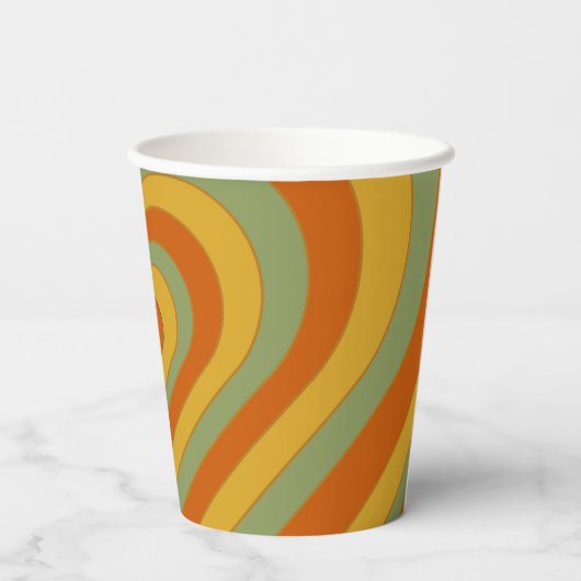 Gekleurd Groovy Retro Layered Love Heart Papieren Bekers (Achterkant)
