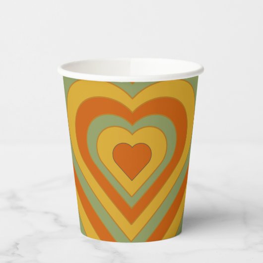 Gekleurd Groovy Retro Layered Love Heart Papieren Bekers (Links)