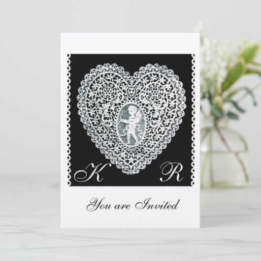 GEKLEURD HART MONOGRAM gevold papier Kaart (Staand voorkant)