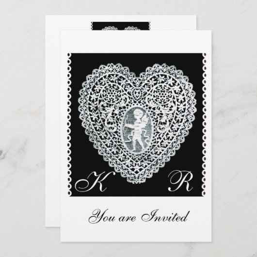 GEKLEURD HART MONOGRAM gevold papier Kaart (Voorkant / Achterkant)