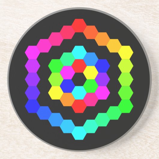 gekleurd Hexagon Zandsteen Onderzetter (Voorkant)