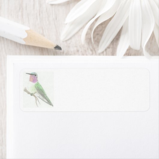 Gekleurd Hummingbird Tekenlabel Etiket (Insitu)