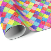 Gekleurd in Graph Paper Squares - Diagonaal gesche Cadeaupapier (Rol Hoek)