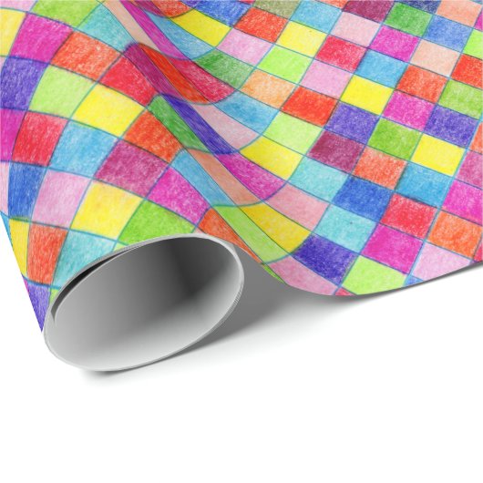 Gekleurd in Graph Paper Squares - Diagonaal gesche Cadeaupapier (Rol Hoek)