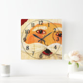  gekleurd kerstmerk Weathered Vierkante Klok (Huis)