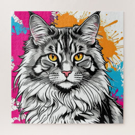 Gekleurd Maine Coon kattenportret Legpuzzel