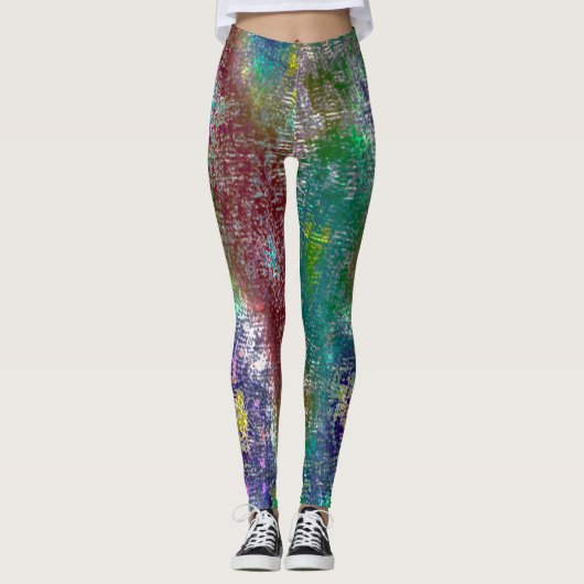 gekleurd met groeven en gevilde verf leggings (Voorkant)