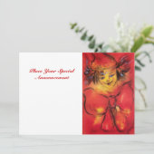 GEKLEURD MET RODE BOW, geel wit Aankondiging (Staand voorkant)