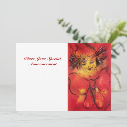 GEKLEURD MET RODE BOW, geel wit Aankondiging (Staand voorkant)