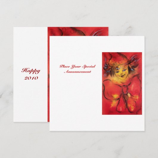 GEKLEURD MET RODE BOW, geel wit Aankondiging (Voorkant / Achterkant)