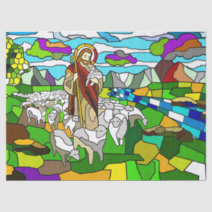 gekleurd papier van glas jesusweefsel