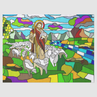 gekleurd papier van glas jesusweefsel