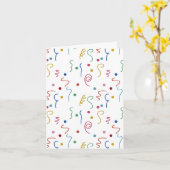 Gekleurd Party Confetti Pattern Kaart (Gele Bloem)