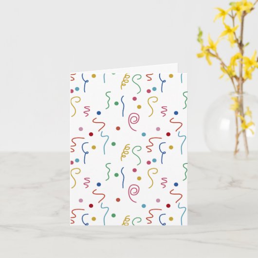 Gekleurd Party Confetti Pattern Kaart (Gele Bloem)