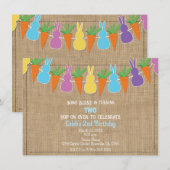 Gekleurd Pasen Bunnies Garland Verjaardagsfeest Kaart (Voorkant / Achterkant)
