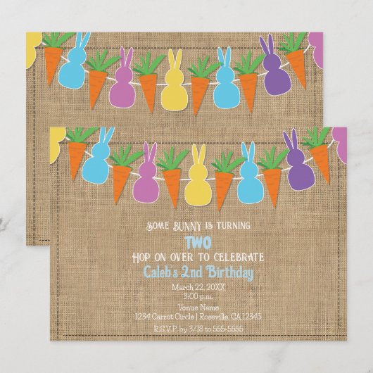 Gekleurd Pasen Bunnies Garland Verjaardagsfeest Kaart (Voorkant / Achterkant)