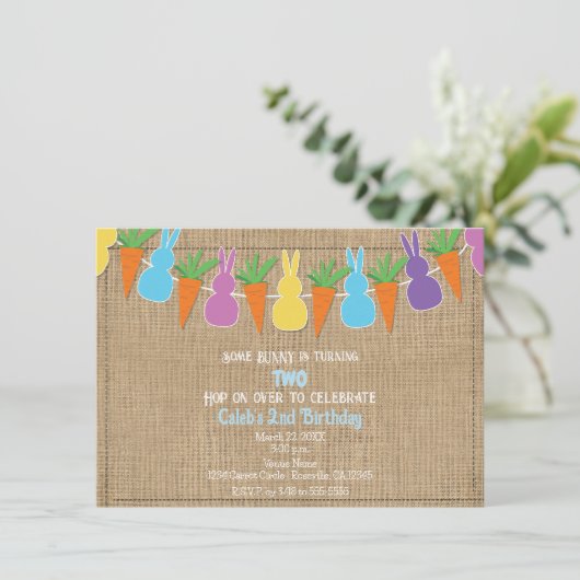 Gekleurd Pasen Bunnies Garland Verjaardagsfeest Kaart (Staand voorkant)