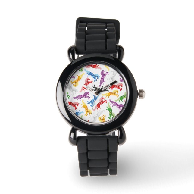 Gekleurd patroon springen Paarden Horloge (Voorkant)