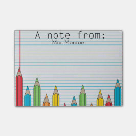 Gekleurd potlood Gepersonaliseerde leraar Post it  Post-it® Notes