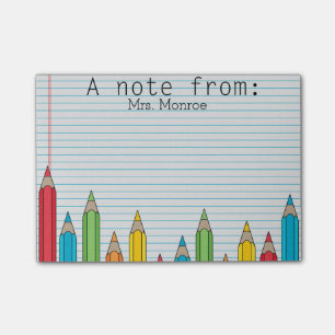 Gekleurd potlood Gepersonaliseerde leraar Post it Post-it® Notes